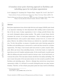 A boundary-aware point clustering approach in Euclidean and embedding
  spaces for roof plane segmentation