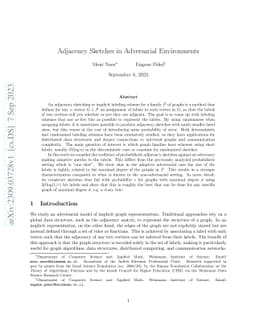 Adjacency Sketches in Adversarial Environments