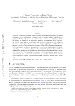 A Causal Perspective on Loan Pricing: Investigating the Impacts of
  Selection Bias on Identifying Bid-Response Functions