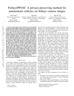 FisheyePP4AV: A privacy-preserving method for autonomous vehicles on
  fisheye camera images