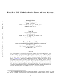 Empirical Risk Minimization for Losses without Variance