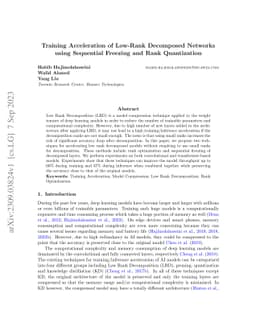 Training Acceleration of Low-Rank Decomposed Networks using Sequential
  Freezing and Rank Quantization