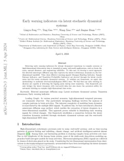 Early warning indicators via latent stochastic dynamical systems