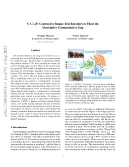 C-CLIP: Contrastive Image-Text Encoders to Close the
  Descriptive-Commentative Gap