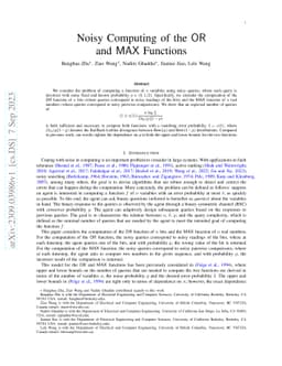 Noisy Computing of the $\mathsf{OR}$ and $\mathsf{MAX}$ Functions