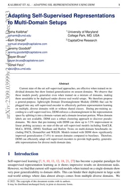Adapting Self-Supervised Representations to Multi-Domain Setups