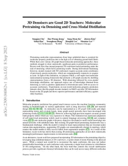 3D Denoisers are Good 2D Teachers: Molecular Pretraining via Denoising
  and Cross-Modal Distillation
