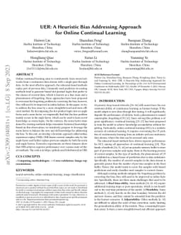 UER: A Heuristic Bias Addressing Approach for Online Continual Learning