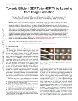 Towards Efficient SDRTV-to-HDRTV by Learning from Image Formation