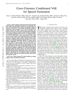 Cross-Utterance Conditioned VAE for Speech Generation