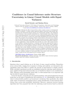 Confidence in Causal Inference under Structure Uncertainty in Linear
  Causal Models with Equal Variances