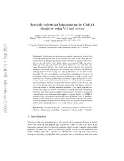 Realistic pedestrian behaviour in the CARLA simulator using VR and mocap