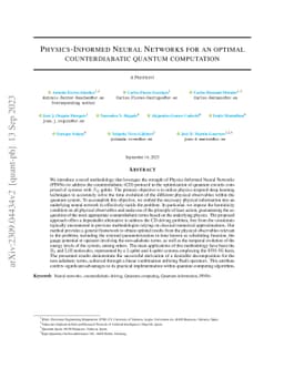 Physics-Informed Neural Networks for an optimal counterdiabatic quantum
  computation