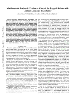 Multi-contact Stochastic Predictive Control for Legged Robots with
  Contact Locations Uncertainty
