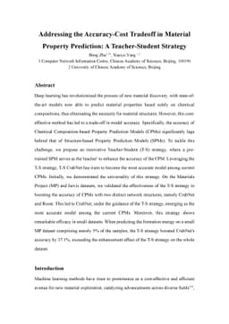 Addressing the Accuracy-Cost Tradeoff in Material Property Prediction: A
  Teacher-Student Strategy