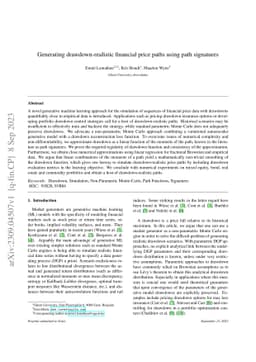 Generating drawdown-realistic financial price paths using path
  signatures