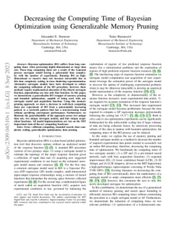 Decreasing the Computing Time of Bayesian Optimization using
  Generalizable Memory Pruning