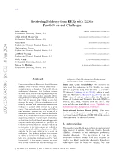 Retrieving Evidence from EHRs with LLMs: Possibilities and Challenges