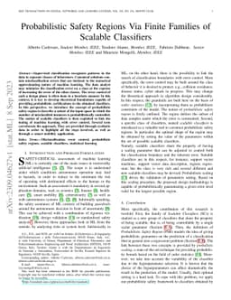 Probabilistic Safety Regions Via Finite Families of Scalable Classifiers
