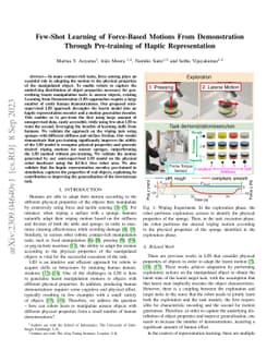Few-Shot Learning of Force-Based Motions From Demonstration Through
  Pre-training of Haptic Representation