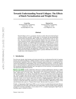 Towards Understanding Neural Collapse: The Effects of Batch
  Normalization and Weight Decay