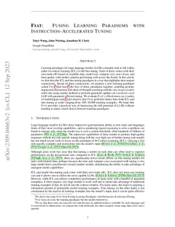 FIAT: Fusing learning paradigms with Instruction-Accelerated Tuning