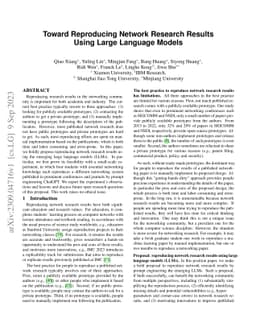 Toward Reproducing Network Research Results Using Large Language Models
