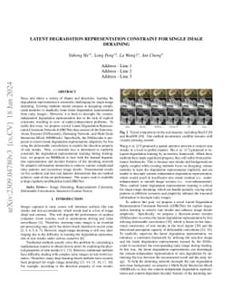 Latent Degradation Representation Constraint for Single Image Deraining