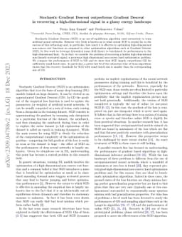 Stochastic Gradient Descent outperforms Gradient Descent in recovering a
  high-dimensional signal in a glassy energy landscape