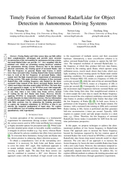Timely Fusion of Surround Radar/Lidar for Object Detection in Autonomous
  Driving Systems