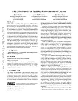The Effectiveness of Security Interventions on GitHub