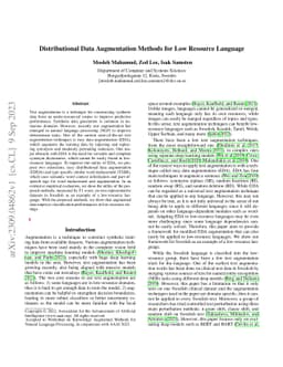 Distributional Data Augmentation Methods for Low Resource Language