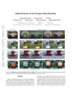 Editing 3D Scenes via Text Prompts without Retraining