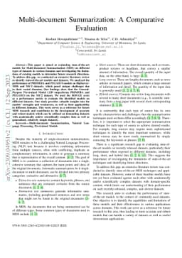 Multi-document Summarization: A Comparative Evaluation