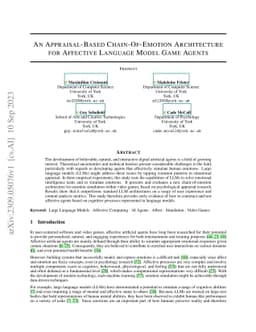 An Appraisal-Based Chain-Of-Emotion Architecture for Affective Language
  Model Game Agents