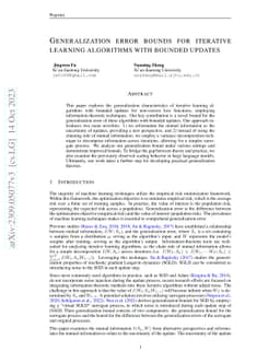 Generalization error bounds for iterative learning algorithms with
  bounded updates