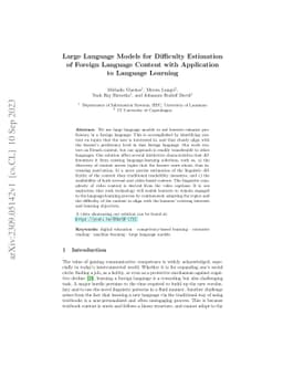 Large Language Models for Difficulty Estimation of Foreign Language
  Content with Application to Language Learning
