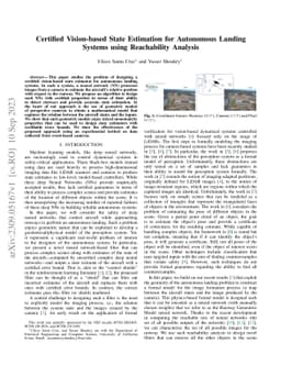 Certified Vision-based State Estimation for Autonomous Landing Systems
  using Reachability Analysis