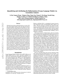 Quantifying and Attributing the Hallucination of Large Language Models
  via Association Analysis