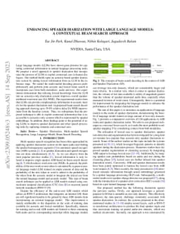 Enhancing Speaker Diarization with Large Language Models: A Contextual
  Beam Search Approach