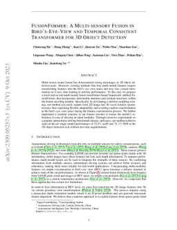 FusionFormer: A Multi-sensory Fusion in Bird's-Eye-View and Temporal
  Consistent Transformer for 3D Object Detection