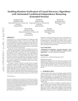 Enabling Runtime Verification of Causal Discovery Algorithms with
  Automated Conditional Independence Reasoning (Extended Version)