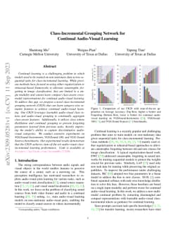 Class-Incremental Grouping Network for Continual Audio-Visual Learning