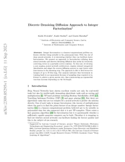 Discrete Denoising Diffusion Approach to Integer Factorization