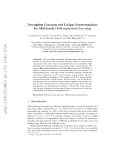 Decoupling Common and Unique Representations for Multimodal
  Self-supervised Learning