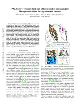 PAg-NeRF: Towards fast and efficient end-to-end panoptic 3D
  representations for agricultural robotics