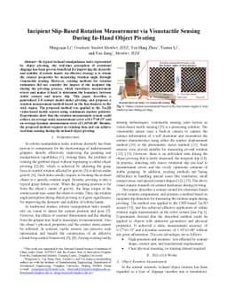 Incipient Slip-Based Rotation Measurement via Visuotactile Sensing
  During In-Hand Object Pivoting