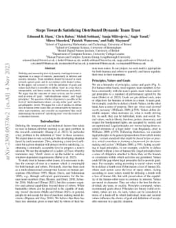 Steps Towards Satisficing Distributed Dynamic Team Trust