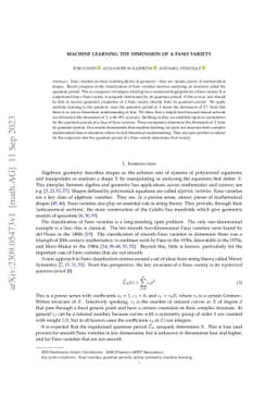 Machine learning the dimension of a Fano variety