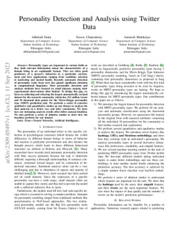Personality Detection and Analysis using Twitter Data